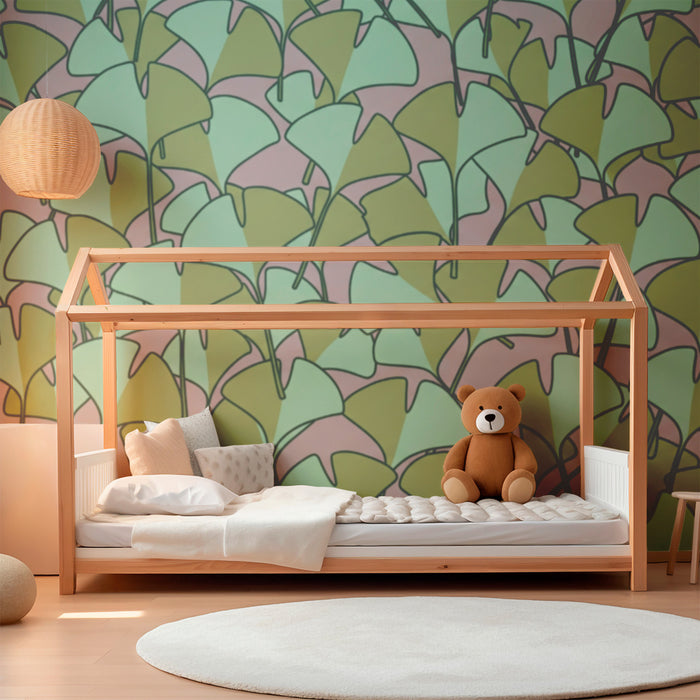 Papel pintado para habitación infantil | Hojas de ginkgo bicolor