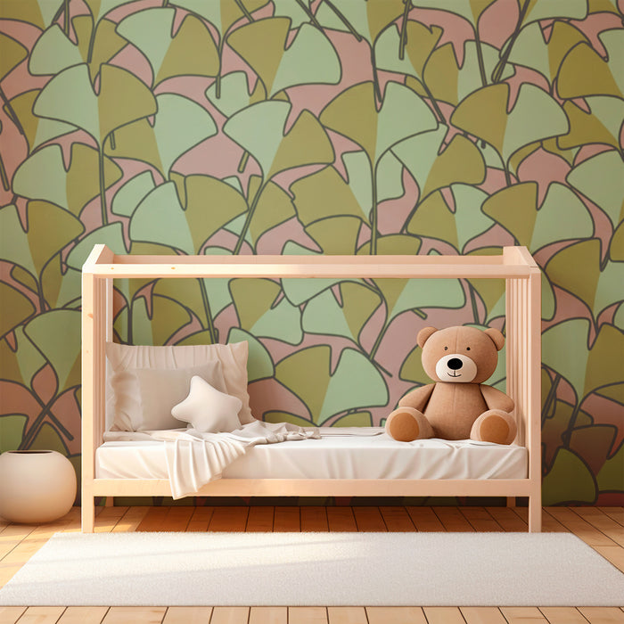 Papel pintado para habitación infantil | Hojas de ginkgo bicolor