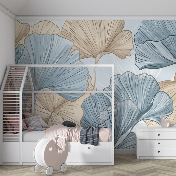 Kids room wallpaper | Delicate and soothing ginkgo leaves