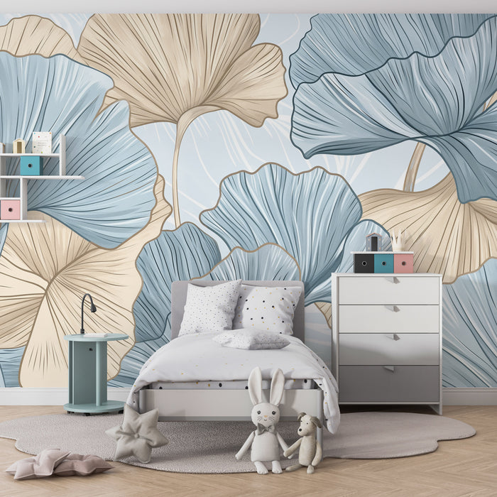 Kids room wallpaper | Delicate and soothing ginkgo leaves