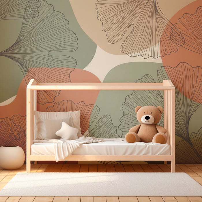 Kinderzimmer Tapete | Moderne Ginkgoblätter