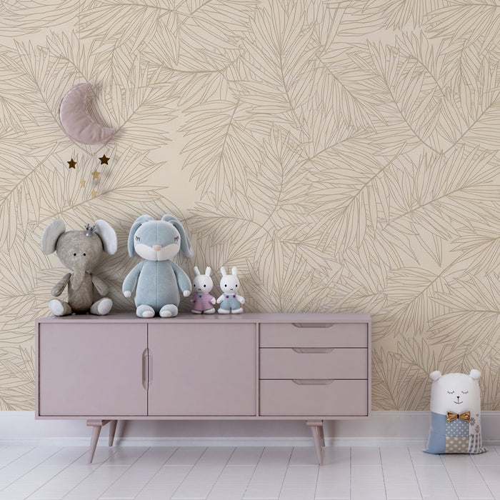 Dětská pokojová tapeta | Elegantní palmové listy na jemném pozadí