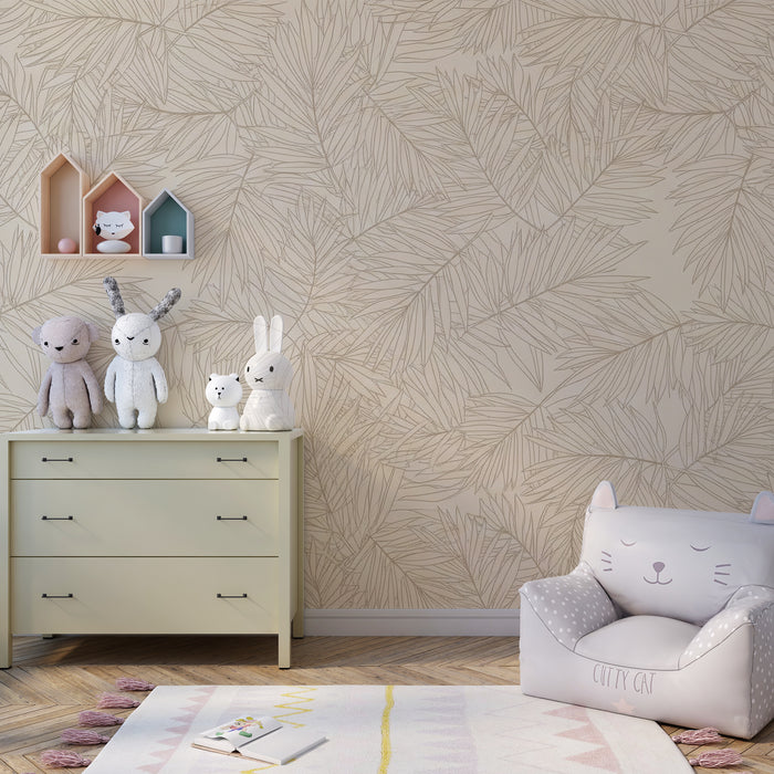 Dětská pokojová tapeta | Elegantní palmové listy na jemném pozadí