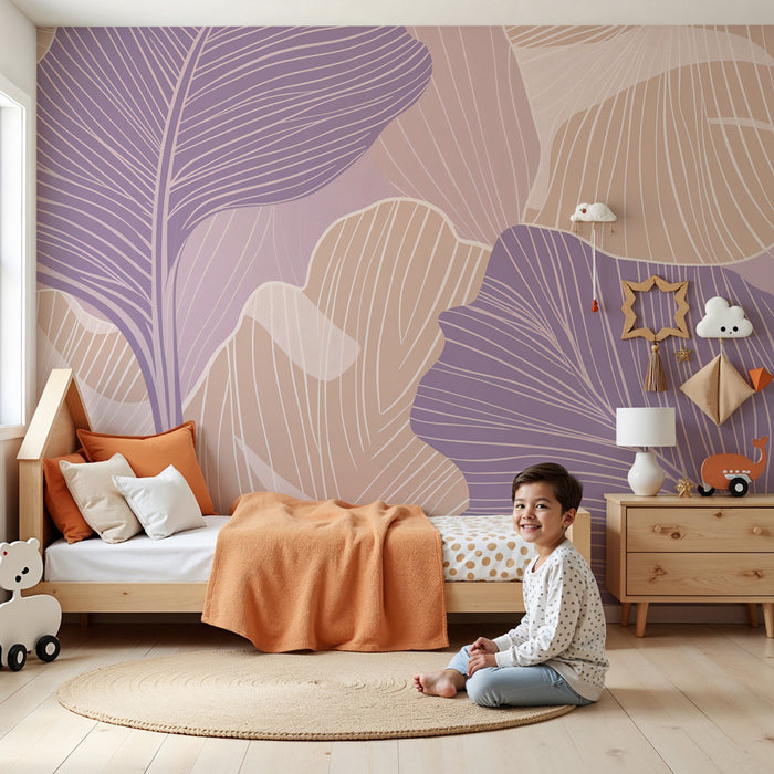 Kinderzimmer Tapete | Zarte Blätter und sanfte Farben
