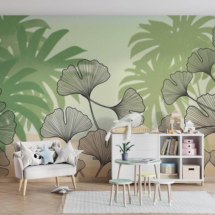 Papel pintado infantil | Hojas delicadas y selva sutil
