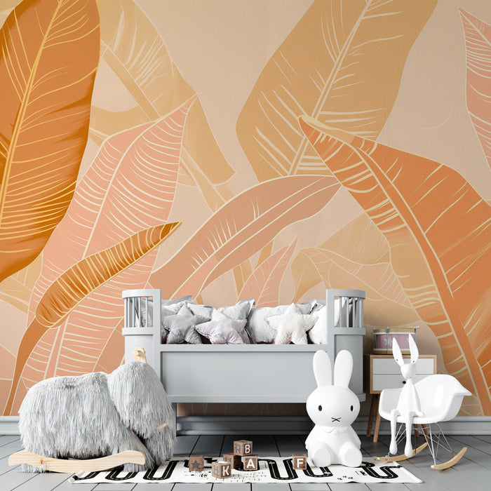 Papel de parede criança | Folhas tropicais calmantes em tons vibrantes