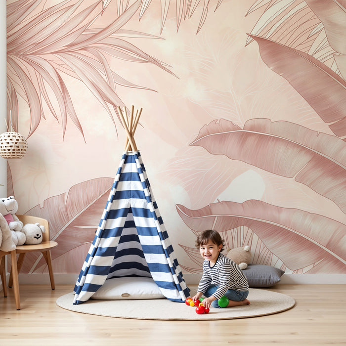 Papel de parede criança | Folhas tropicais suaves