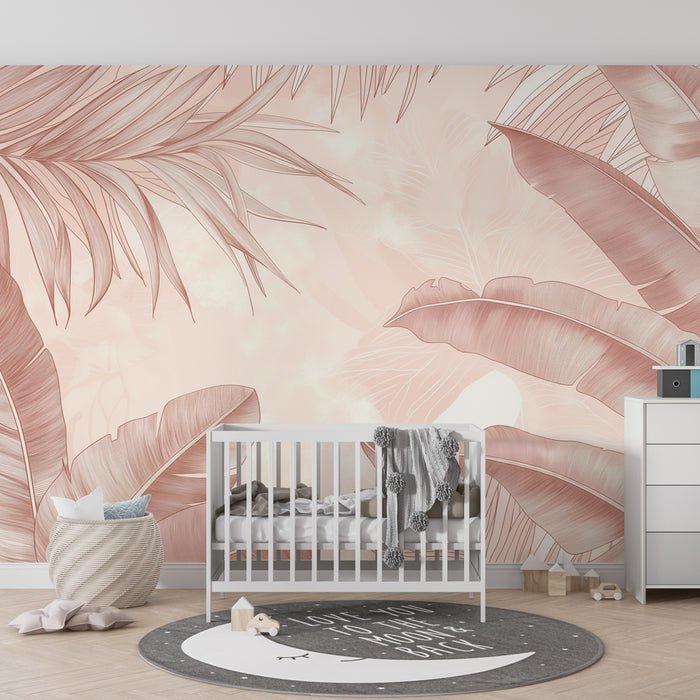 Papel de parede criança | Folhas tropicais suaves