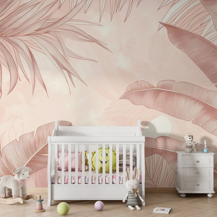 Papel de parede criança | Folhas tropicais suaves