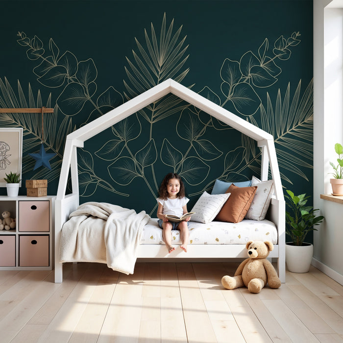 Kinderzimmer Tapete | Elegante tropische Blätter