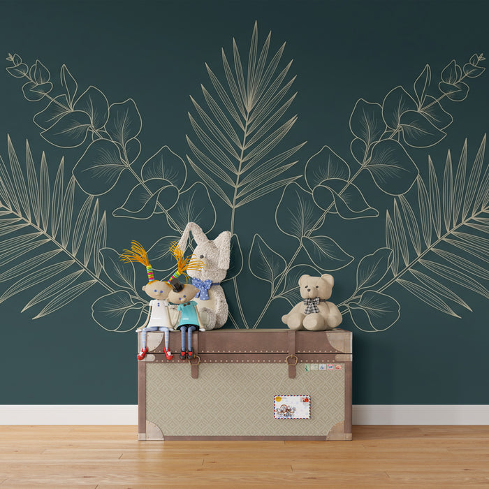 Kinderzimmer Tapete | Elegante tropische Blätter