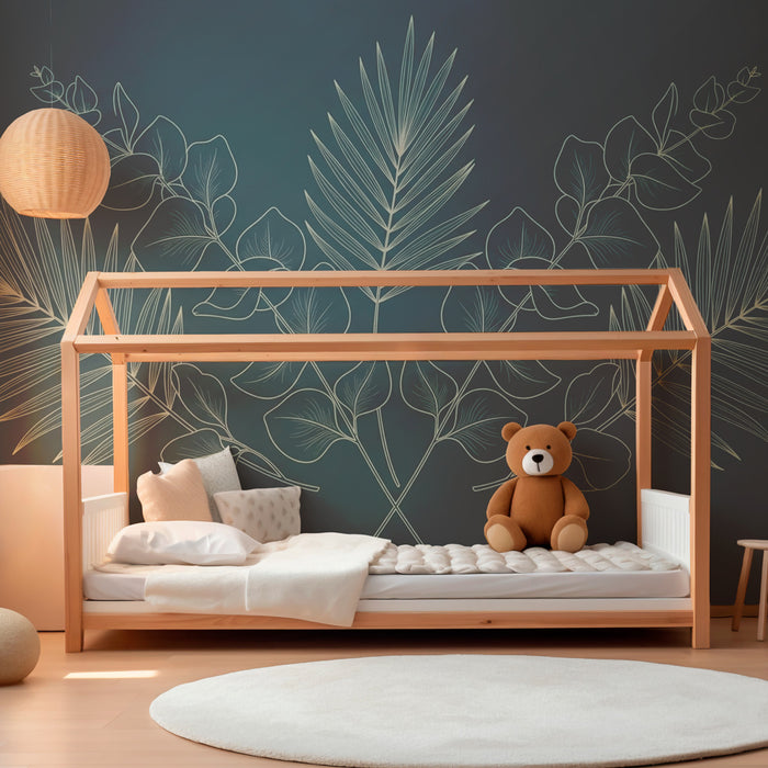 Kinderzimmer Tapete | Elegante tropische Blätter