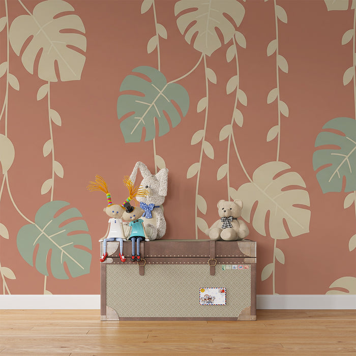 Papel de parede criança | Folhas tropicais e ambiente acolhedor