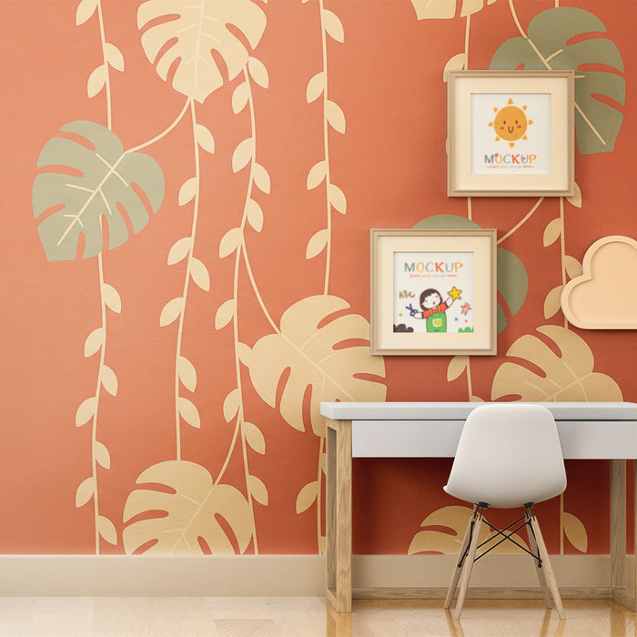 Papel de parede criança | Folhas tropicais e ambiente acolhedor