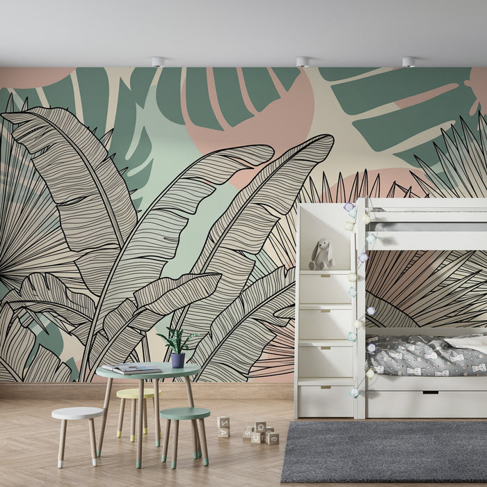 Papel pintado infantil | Hojas tropicales y diseños modernos