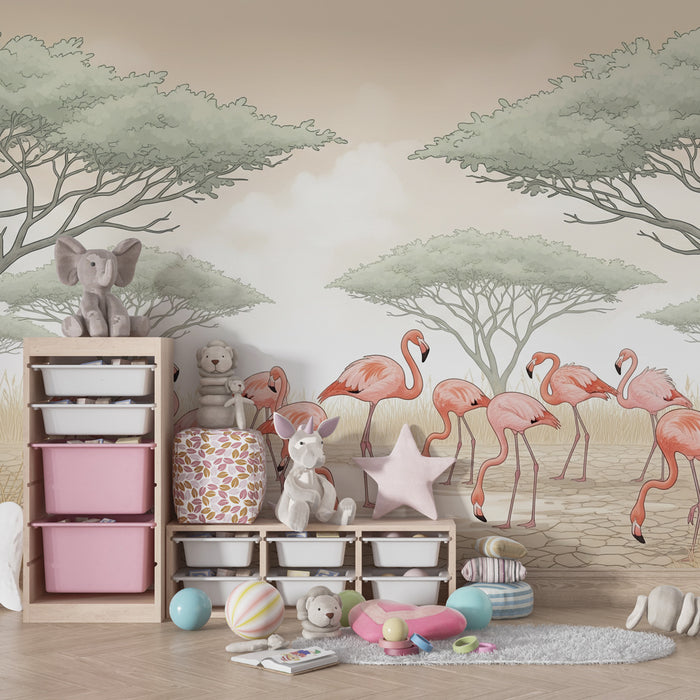 Kinderzimmer Tapete | Flamingi ob vode