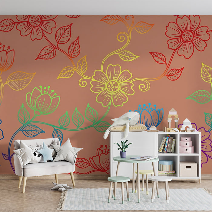 Kinderzimmer Tapete | Bunte Blumen und zarte Muster