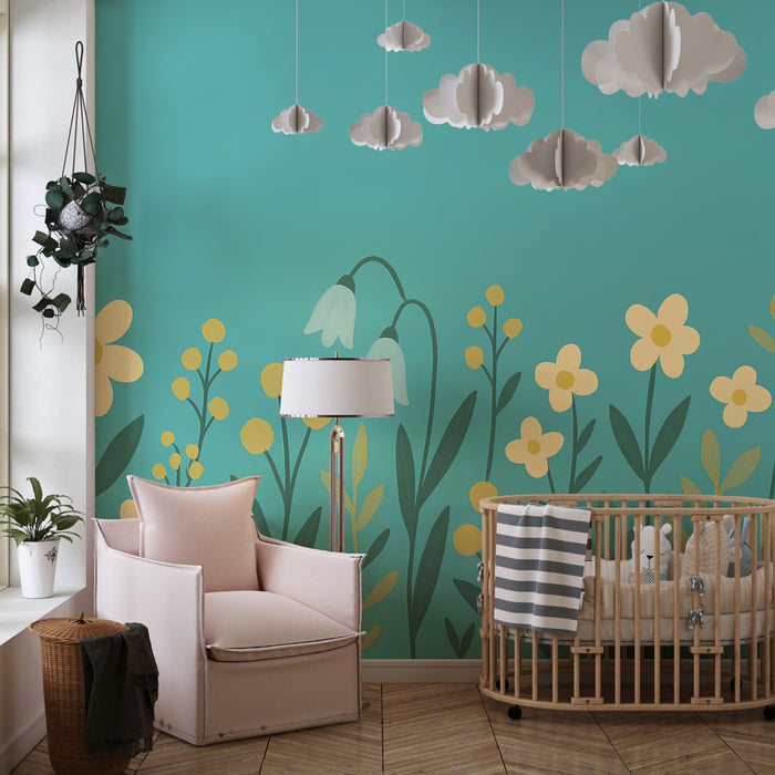 Kids room wallpaper | Colorful flowers and soothing nature