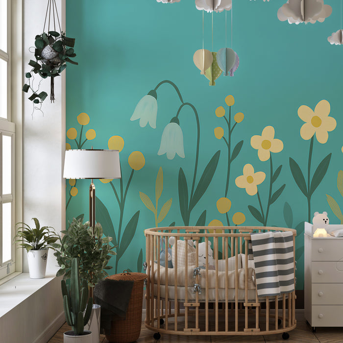 Kids room wallpaper | Colorful flowers and soothing nature
