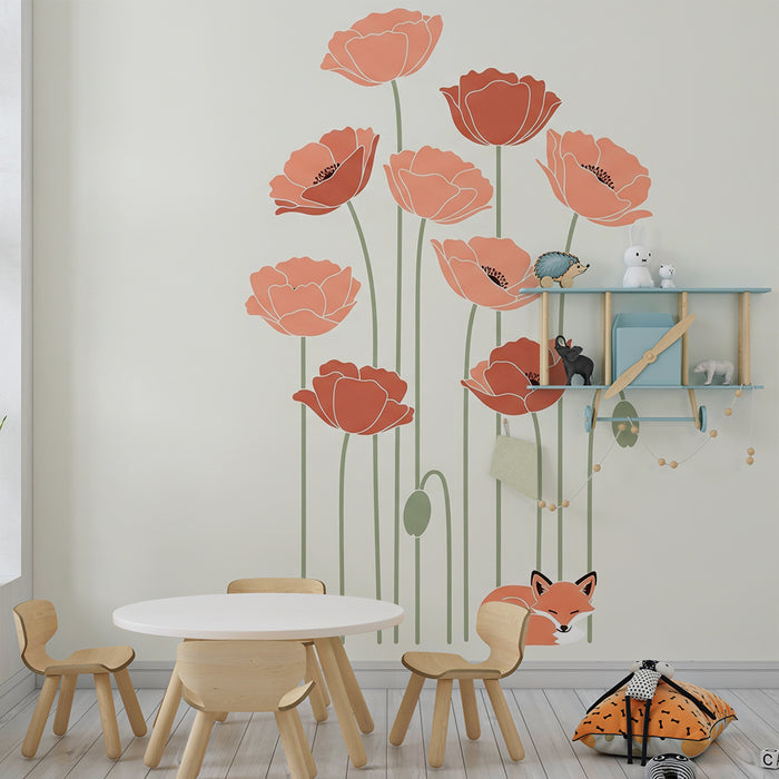 Barntapet | Delikata blommor och inlindad räv