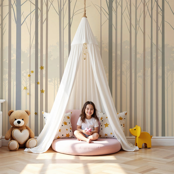 Kinderzimmer Tapete | Beruhigender Wald mit zarten Bäumen
