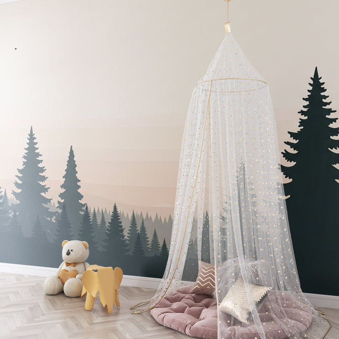 Barntapet | Lugn skog med trädsilhuetter