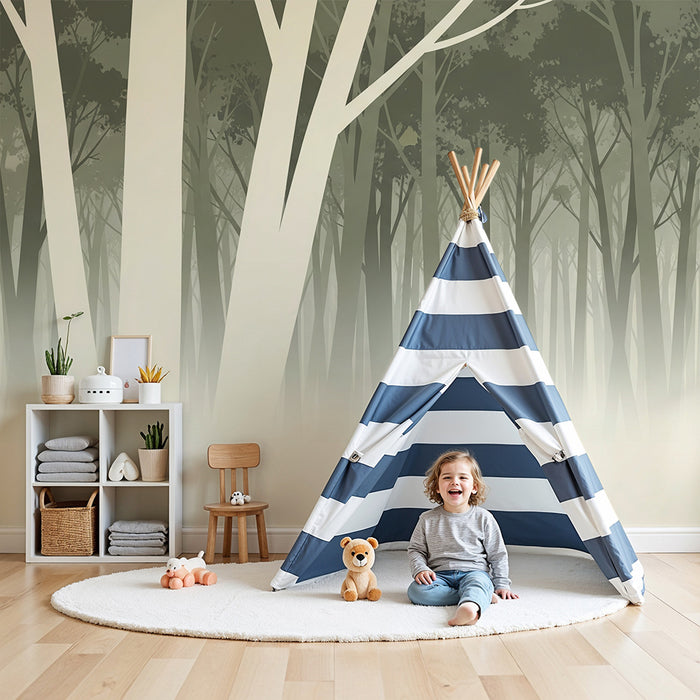 Barnrumstapet | Dimskog med eleganta träd