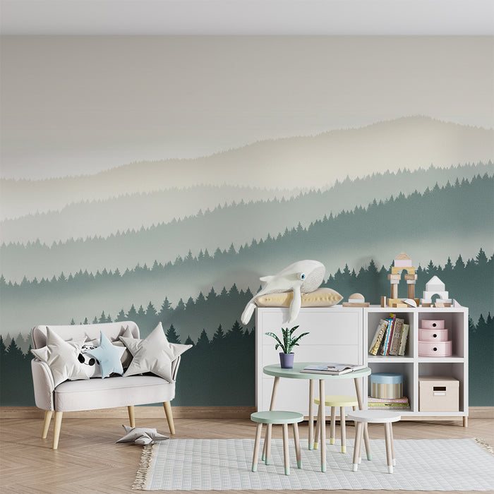Detská izba tapeta | Hmlistý a pokojný pastelový les