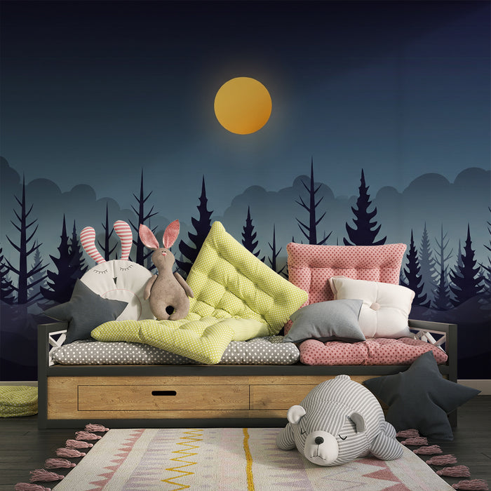 Kids room wallpaper | Öösel kuuvalgel udune mets