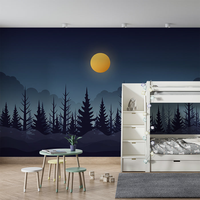 Kids room wallpaper | Öösel kuuvalgel udune mets