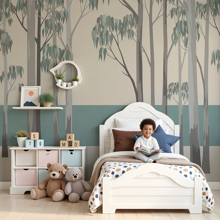 Kids' Room Wallpaper | Eucalyptus Forest with Soothing Green Accents