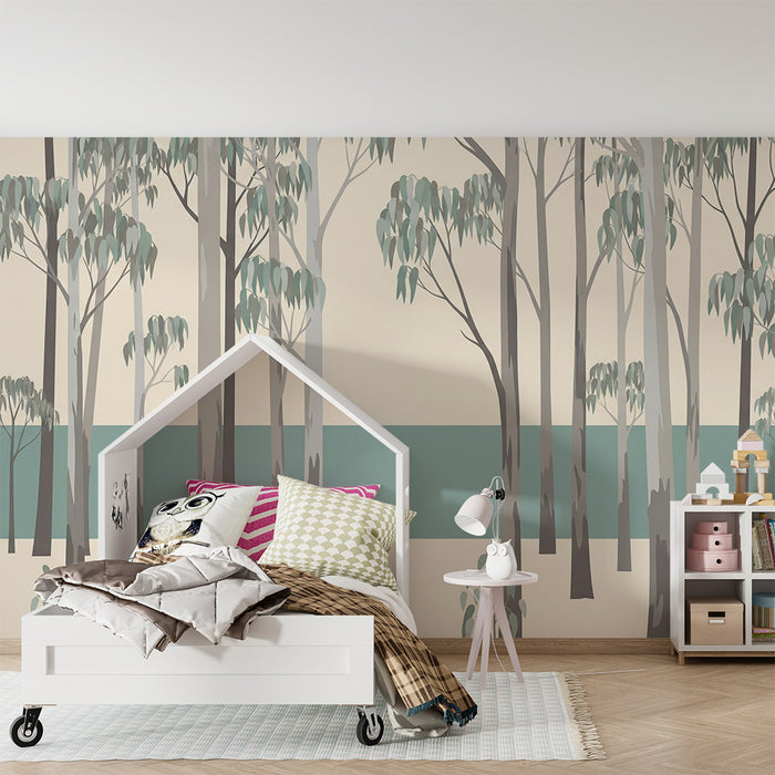 Kids' Room Wallpaper | Eucalyptus Forest with Soothing Green Accents