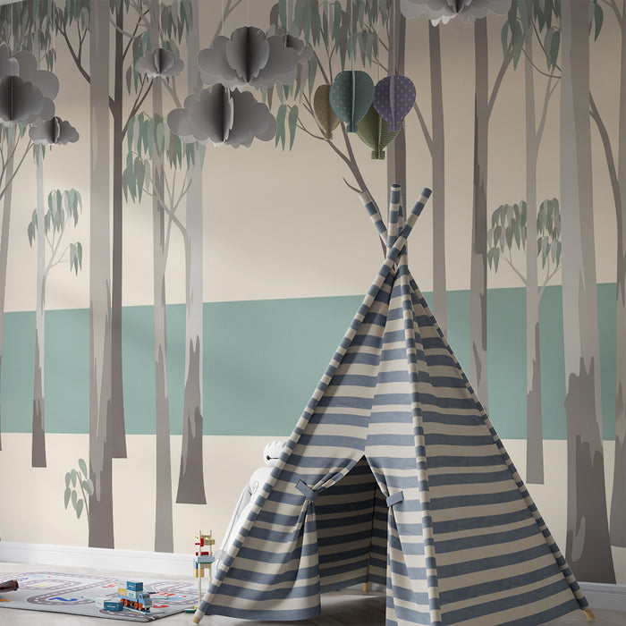 Kids' Room Wallpaper | Eucalyptus Forest with Soothing Green Accents