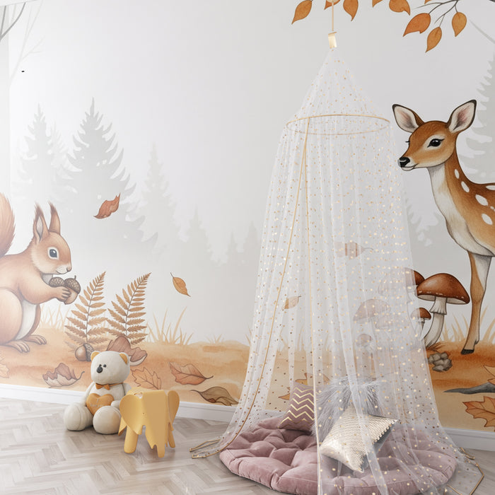 Kids room wallpaper | Enchanted forest with animals