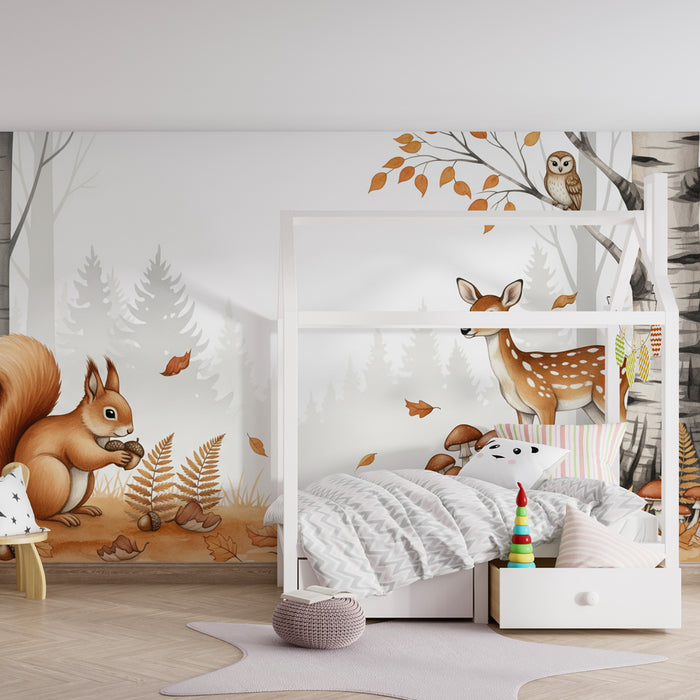 Kids room wallpaper | Enchanted forest with animals