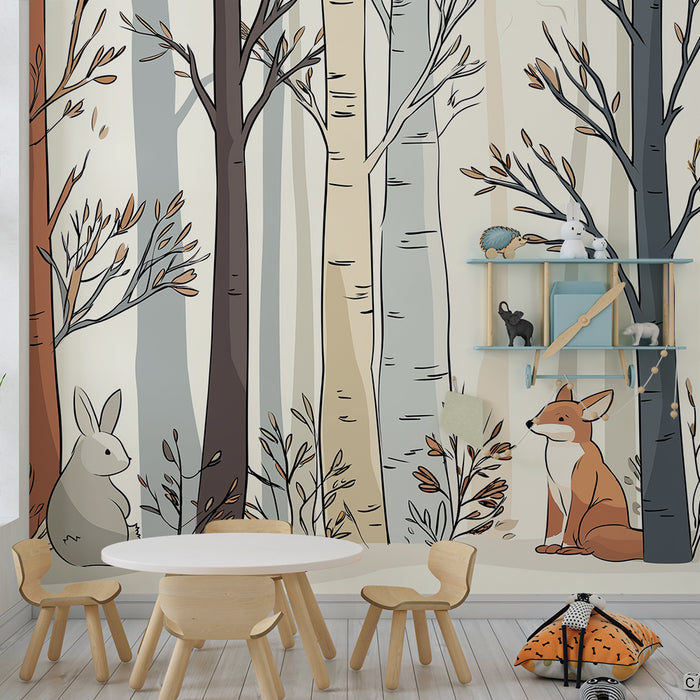 Tapet barnerom | Eventyrskog med søte dyr
