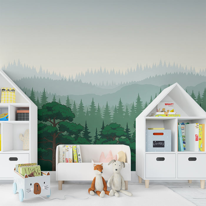 Børneværelse tapet | Fortryllet skov med majestætiske træer