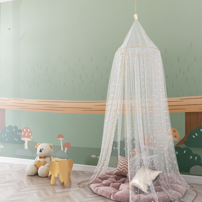 Papel de parede infantil | Floresta encantada com cogumelos e tronco de árvore