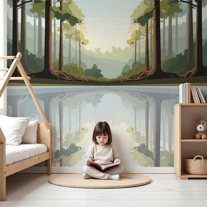Kinderkamer behang | Betoverend bos met rustgevende reflecties