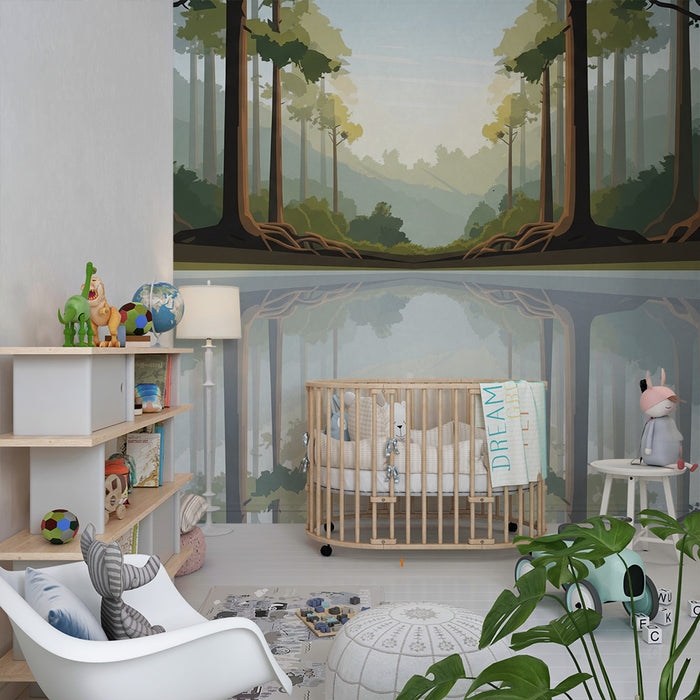 Kinderkamer behang | Betoverend bos met rustgevende reflecties