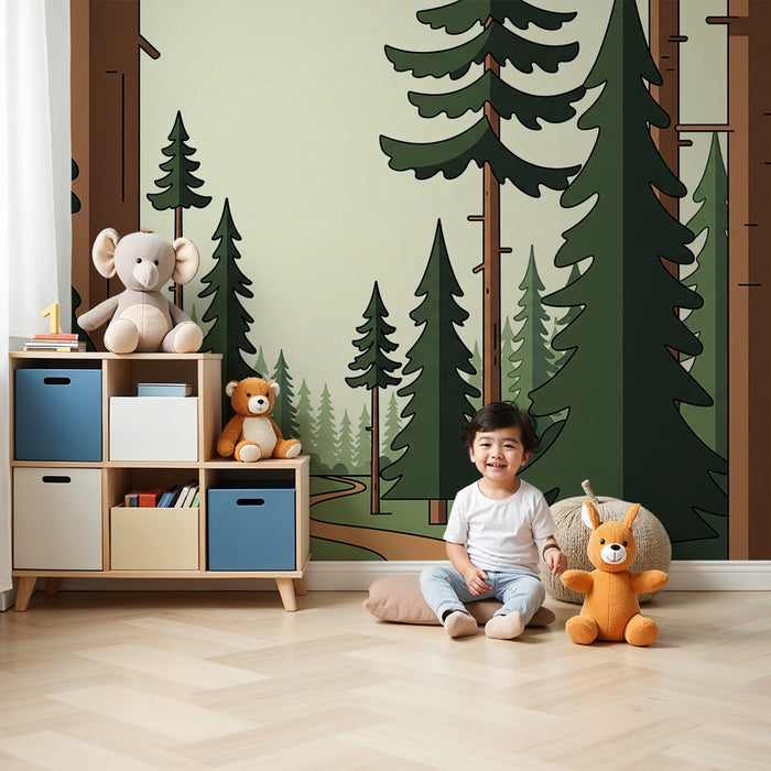 Kinderzimmer Tapete | Verzauberter Wald mit gewundenem Pfad