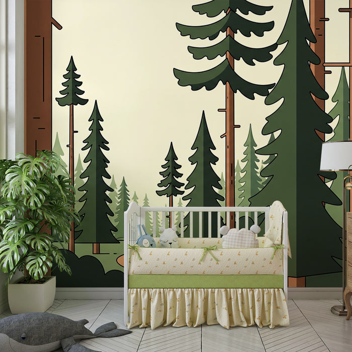 Kinderzimmer Tapete | Verzauberter Wald mit gewundenem Pfad
