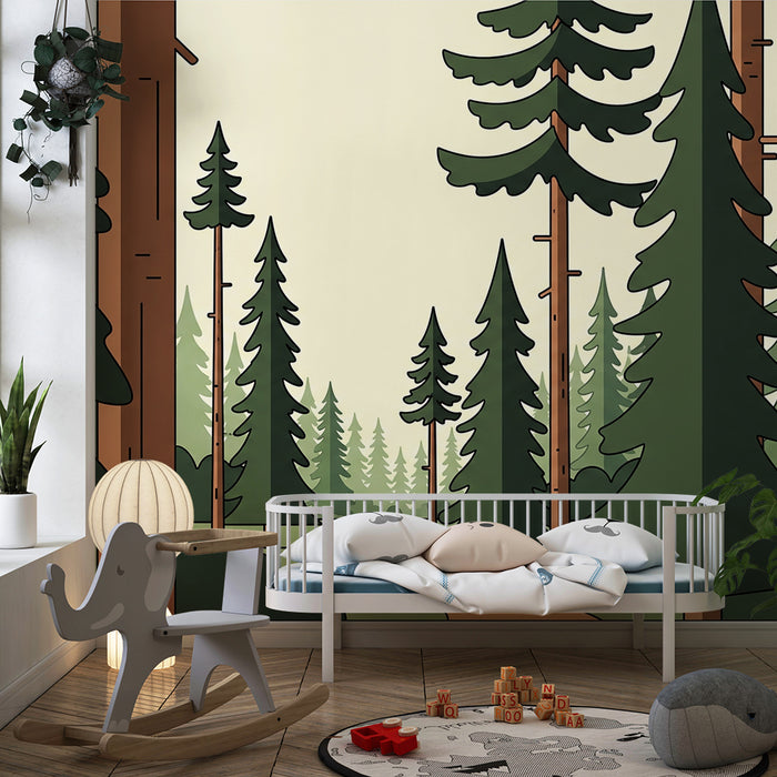 Kinderzimmer Tapete | Verzauberter Wald mit gewundenem Pfad