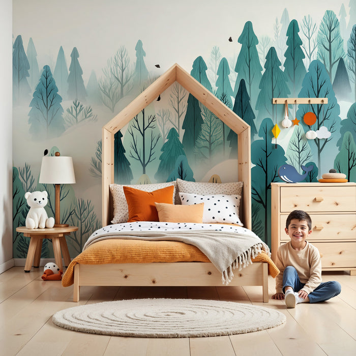 Kids room wallpaper | Enchanted forest and winter landscapes