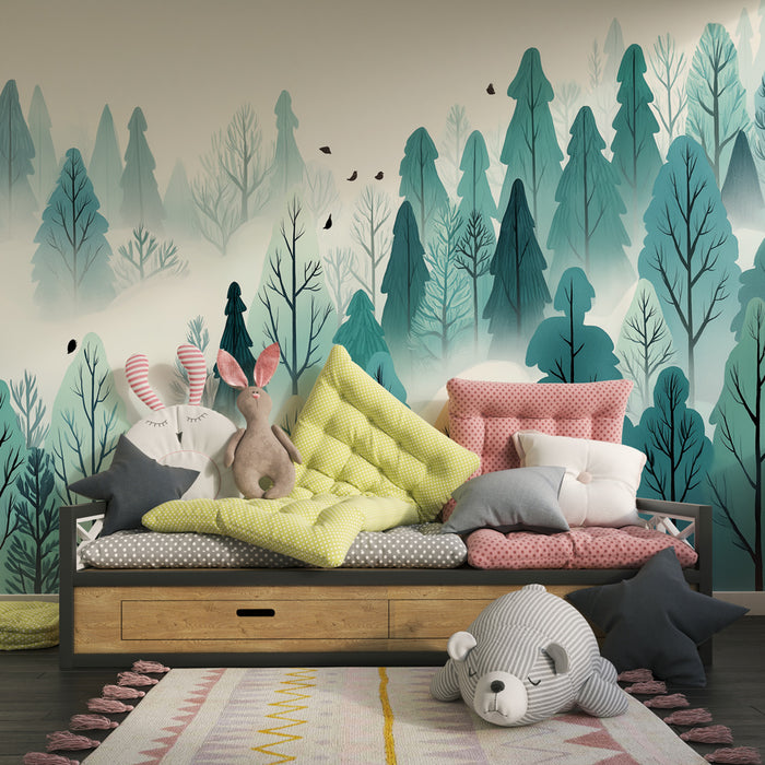 Kids room wallpaper | Enchanted forest and winter landscapes
