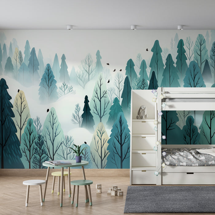 Kids room wallpaper | Enchanted forest and winter landscapes