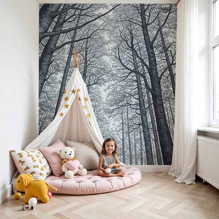 Kids' Room Wallpaper | Majestic Forest with Tall Trees