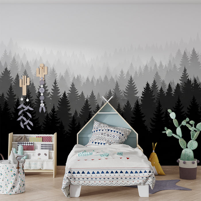 Barntapet | Mysteriös skog i svartvitt gradient
