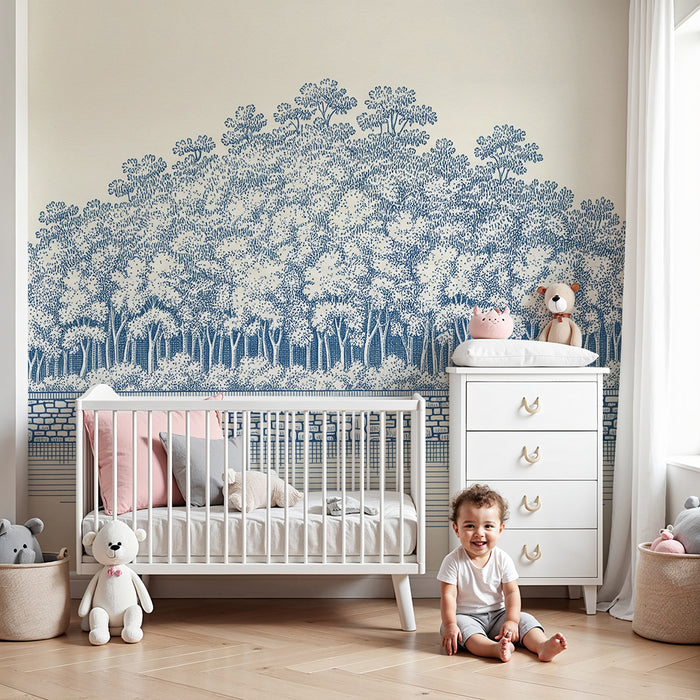 Behang kinderkamer | Rustig bos met waterreflectie