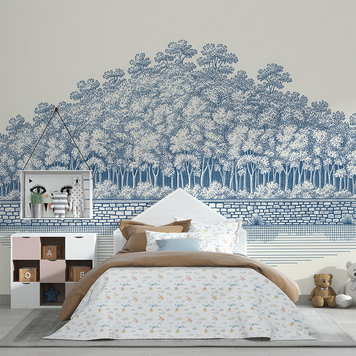 Behang kinderkamer | Rustig bos met waterreflectie